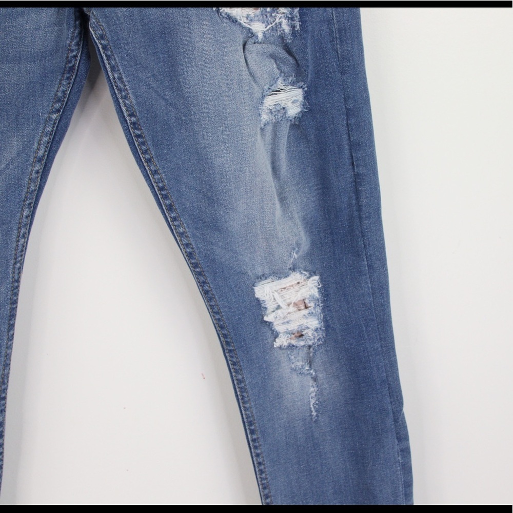 Boohoo Man SUPER SKINNY BANDANA RIP & REPAIR JEANS Sz 32 Distressed Medium Wash - Picture 4 of 9